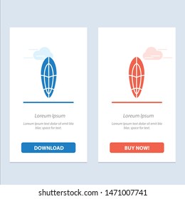 Recreation, Sports, Surfboard, Surfing  Blue and Red Download and Buy Now web Widget Card Template. Vector Icon Template background