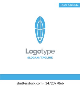 Recreation, Sports, Surfboard, Surfing Blue Solid Logo Template. Place for Tagline