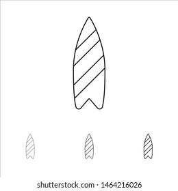 Recreation, Sports, Surfboard, Surfing Bold and thin black line icon set. Vector Icon Template background