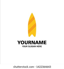 Recreation, Sports, Surfboard, Surfing Business Logo Template. Flat Color