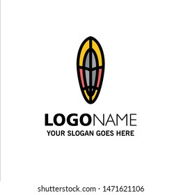 Recreation, Sports, Surfboard, Surfing Business Logo Template. Flat Color