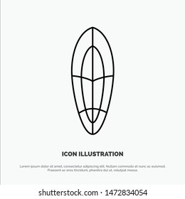 Recreation, Sports, Surfboard, Surfing Line Icon Vector