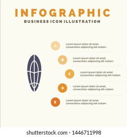 Recreation, Sports, Surfboard, Surfing Solid Icon Infographics 5 Steps Presentation Background