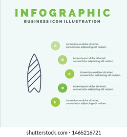 Recreation, Sports, Surfboard, Surfing Solid Icon Infographics 5 Steps Presentation Background. Vector Icon Template background