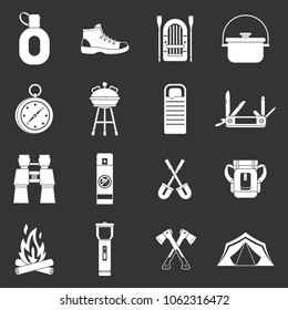 Recreation tourism icons set vector white isolated on grey background 