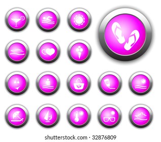Recreation and travel icons, glossy set