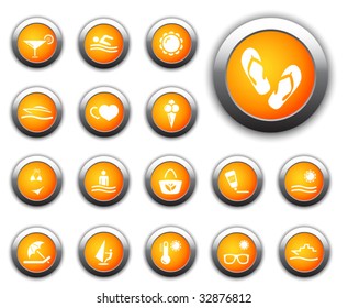 Recreation and travel icons, glossy set