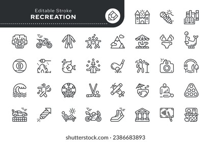 Recreation, vacation and entertainment line icon in outline linear style. Vector set of conceptual web icons for applications, websites and graphic resources.