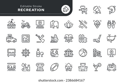 Recreation, vacation and entertainment line icon in outline linear style. Vector set of conceptual web icons for applications, websites and graphic resources.