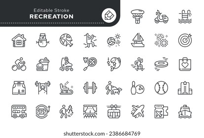 Recreation, vacation and entertainment line icon in outline linear style. Vector set of conceptual web icons for applications, websites and graphic resources.