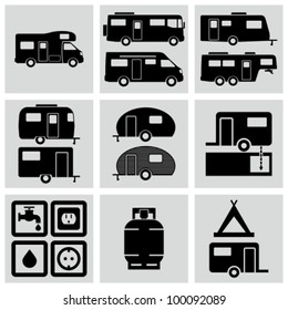 Recreation Vehicle Icons set.