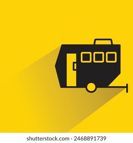 recreation vehicle trailer icon with shadow on yellow background