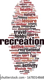 Recreation word cloud concept. Collage made of words about recreation. Vector illustration