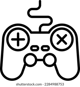 Zona de recreación, icono de línea delgada para juegos. Gamepad, símbolo del videojuego. Ilustración vectorial.