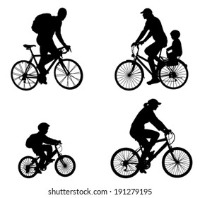 recreational bicyclists silhouettes