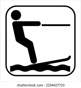 Recreational and Cultural Interest Area Symbol Signs for Water Recreation Waterskiing.
