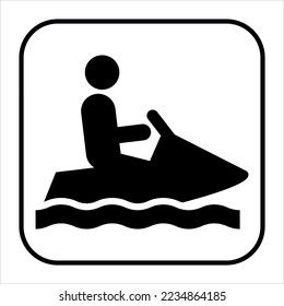 Recreational and Cultural Interest Area Symbol Signs for Water Recreation Jet Ski Personal Watercraft.