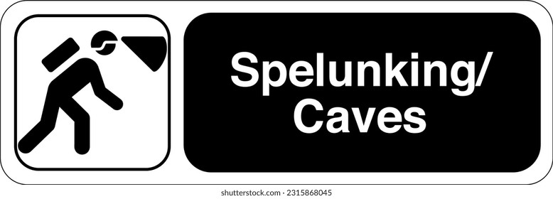 Recreational and Cultural Interest Area Symbol Signs for Land Recreation Spelunking Caves Landscape
