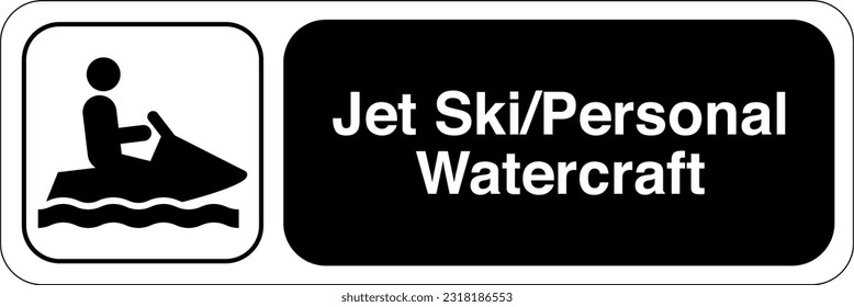 Recreational and Cultural Interest Area Symbol Signs for Water Recreation Jet Ski Personal Watercraft Landscape