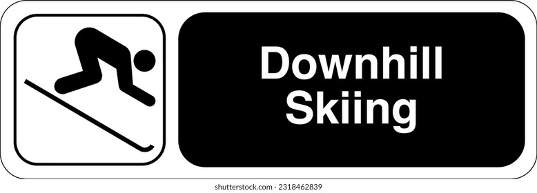 Recreational and Cultural Interest Area Symbol Signs for Winter Recreation - Downhill Skiing Landscape