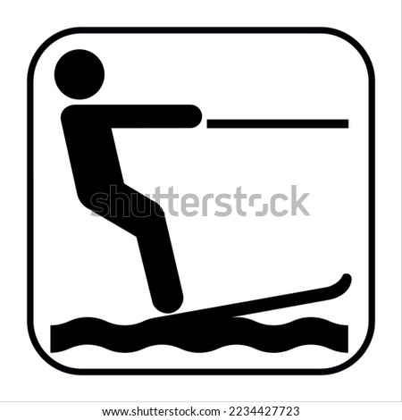 Recreational and Cultural Interest Area Symbol Signs for Water Recreation Waterskiing.
