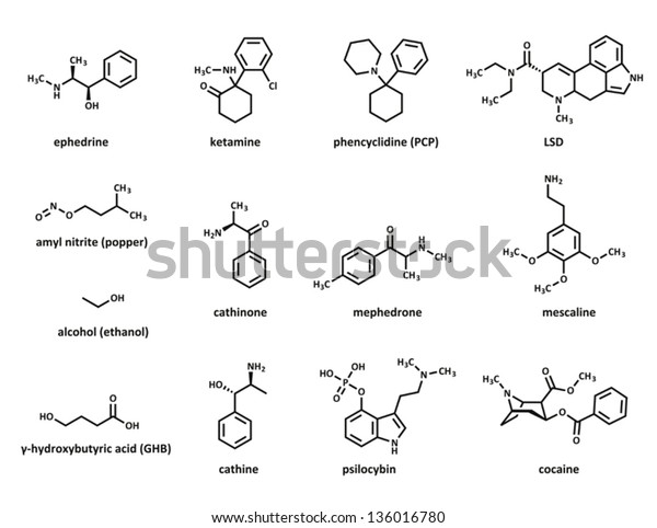 Recreational Drugs Ephedrine Ketamine Phencyclidine Pcp Stock Vector ...