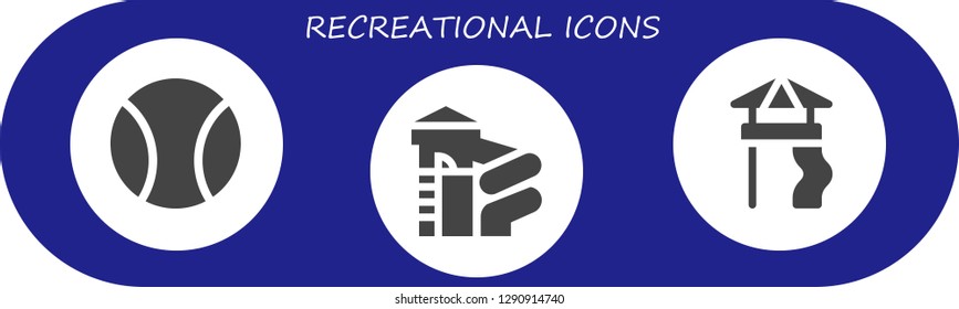  recreational icon set. 3 filled recreational icons. Simple modern icons about  - Ball, Slide