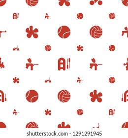 recreational icons pattern seamless white background. Included editable filled tennis ball, inflatable boat, bicycle, paintball, volleyball icons. recreational icons for web and mobile.
