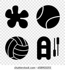 Recreational icons set. set of 4 recreational filled icons such as volleyball, tennis ball, paintball