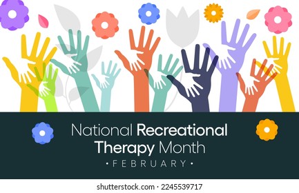 Recreational Therapy month is observed every year in February, Vector illustration