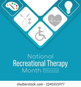 Recreational Therapy month is observed every year in February, Vector illustration