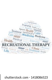 Recreational Therapy word cloud. Wordcloud made with text only.