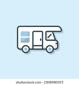 Recreational Van flat outlined icon