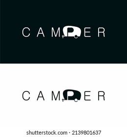 recreational vehicle or adventure and camper trailer logo template, travel and leisure vector design.