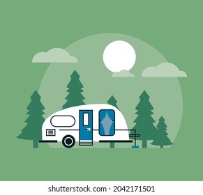 recreational vehicle in the camp scene