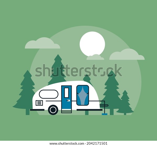 recreational vehicle in the\
camp scene