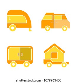 recreational vehicle, camper car icons, yellow theme