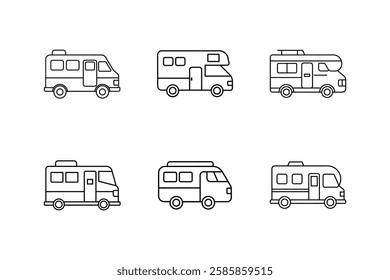 recreational vehicle icon line art vector illustration