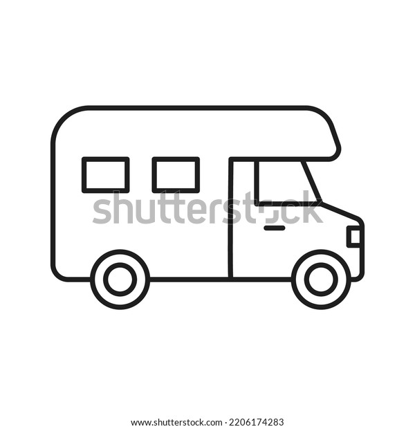 Recreational\
vehicle line icon. Monochrome\
illustration