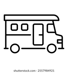 Recreational vehicle round line vector icon with editable stroke