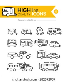 Recreational Vehicles line icons