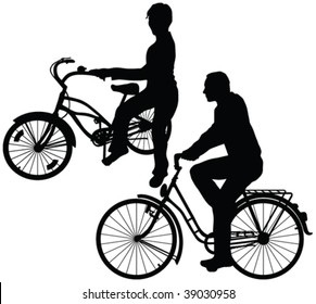 recreativ bicycle riders silhouettes - vector