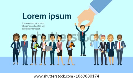 Recruit Hand Picking Business Man For Vacancy Job Position Human Resources And Recruitment Concept