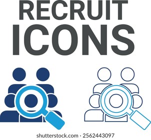 Recruit icons. Headhunting, career, resume, job hiring, candidate, and human resource icons. Solid icon collection.