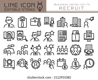 Contratar conjunto de iconos vectoriales. Icono de línea modificable.