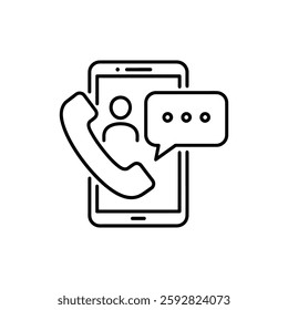 Recruiter Call Minimal Flat Thin Line Icon – Concept for Talent Acquisition, Recruitment Communication, and Job Search