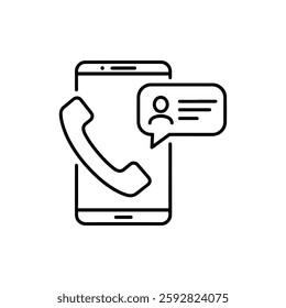 Recruiter Call Minimal Flat Thin Line Icon – Concept for Job Interviews, Recruiting Services, and Hiring Communication