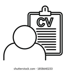 Recruiter cv board icon. Outline recruiter cv board vector icon for web design isolated on white background