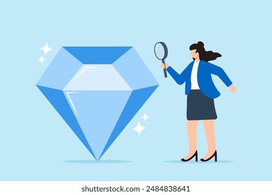 Recruiter examining diamond under magnifying glass finding gem among candidates detailed scrutiny exceptional talent precious hires