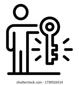 Recruiter key icon. Outline recruiter key vector icon for web design isolated on white background